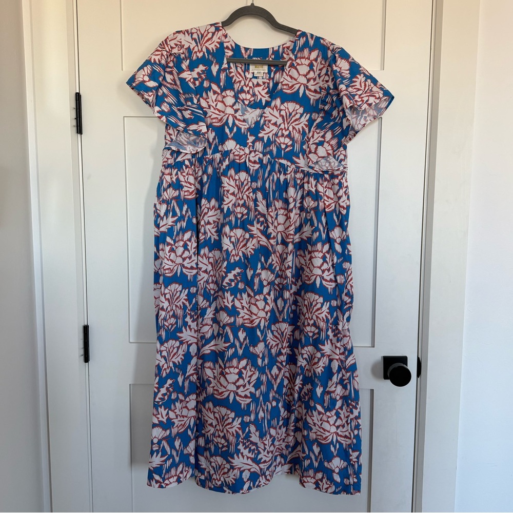 Anthropologie Maeve Printed Flutter Sleeve Babydoll Dress